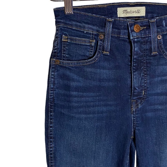 Madewell 10" High Rise Skinny Medium Blue Wash Stretch Whiskers Jeans Denim 24 - Picture 6 of 16